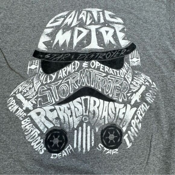 Disney Men's Star Wars Stormtrooper Tee T Shirt S SM Small Grey Gray Black White - Picture 3 of 10